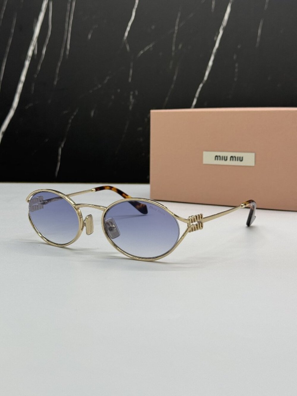 NEW MIU MIU MU52YS ZVN80O GOLD BLUE SUNGLASSES MIU MIU MU 52YS ZVN80O